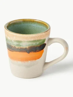 HKLIVING Handbemalte Keramik-Espressotassen 70's mit reaktiver Glasur, 4er-Set