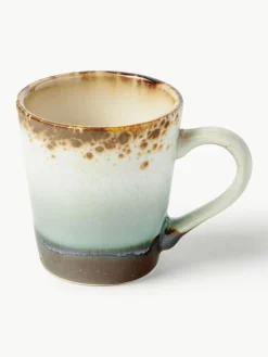 HKLIVING Handbemalte Keramik-Espressotassen 70's mit reaktiver Glasur, 4er-Set