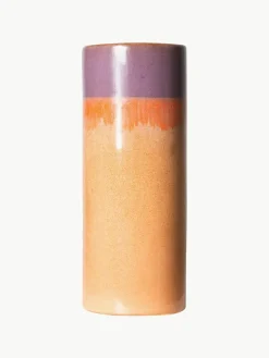 HKLIVING Handbemalte Keramik-Vase 70's mit reaktiver Glasur, H 19 cm