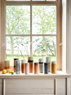 HKLIVING Handbemalte Keramik-Vase 70's mit reaktiver Glasur, H 19 cm
