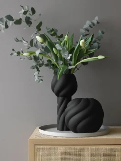Cooee Design Handbemalte Keramik-Vase Twist Pillar, H 34 cm