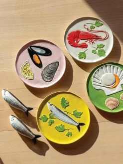 &k amsterdam Handbemalte Salz- & Pfefferstreuer Sardine aus Dolomit, 2er-Set