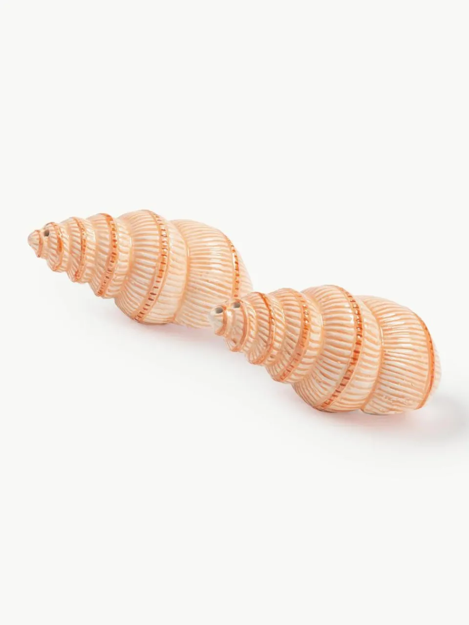 &k amsterdam Handbemalte Salz- & Pfefferstreuer Shell aus Dolomit, 2er-Set