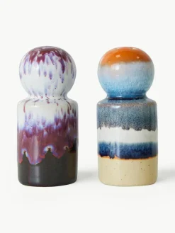 HKLIVING Handbemalte Salz- und Pfefferstreuer 70's mit reaktiver Glasur, 2er-Set