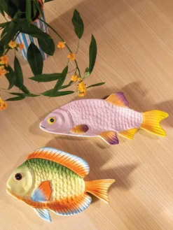 &k amsterdam Handbemalte Servierplatte Fish aus Dolomit