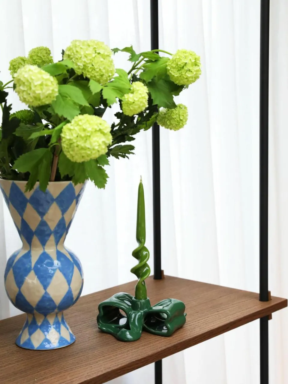 &k amsterdam Handbemalte Vase Rhombic, H 30 cm