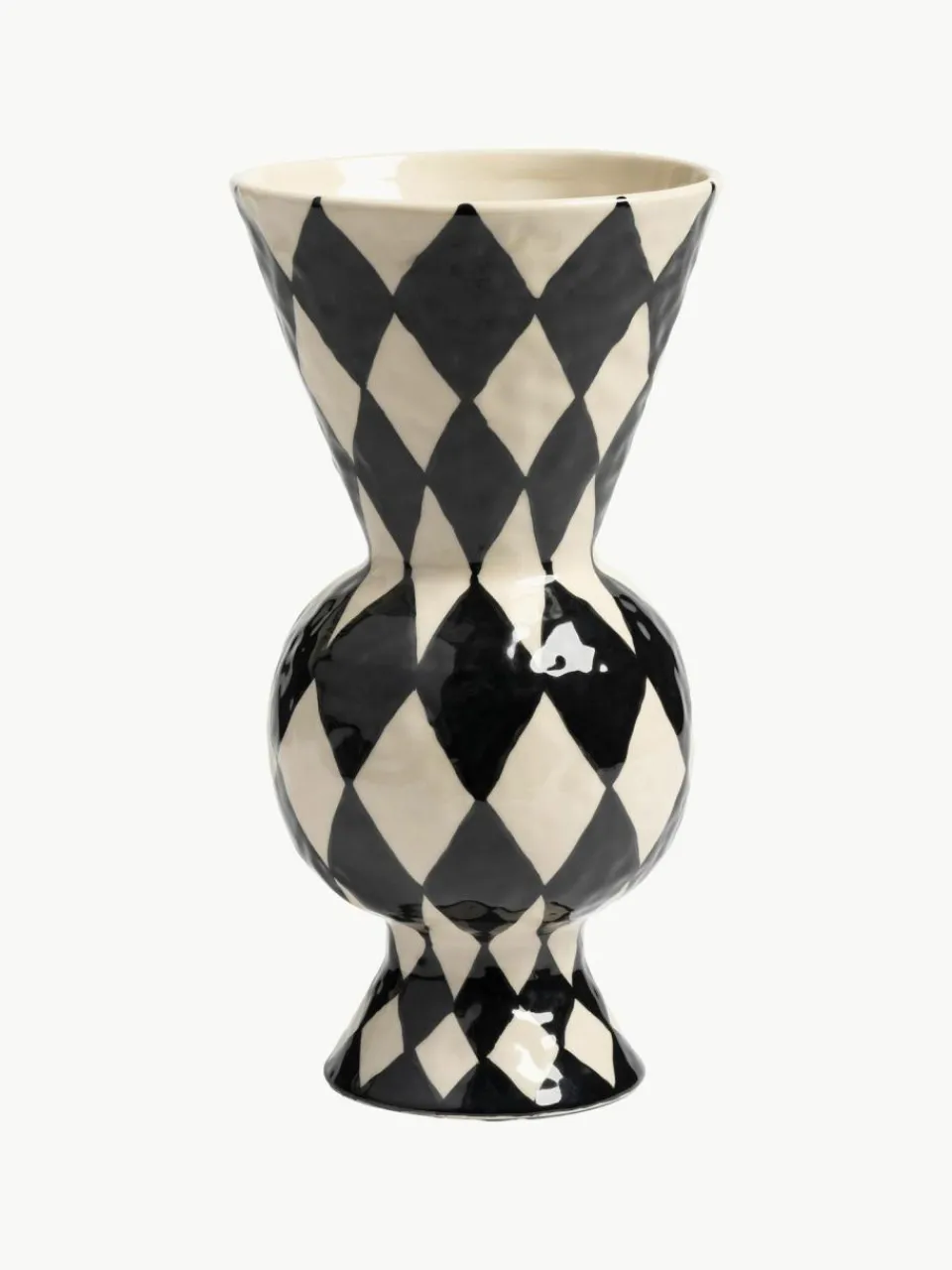 &k amsterdam Handbemalte Vase Rhombic, H 30 cm