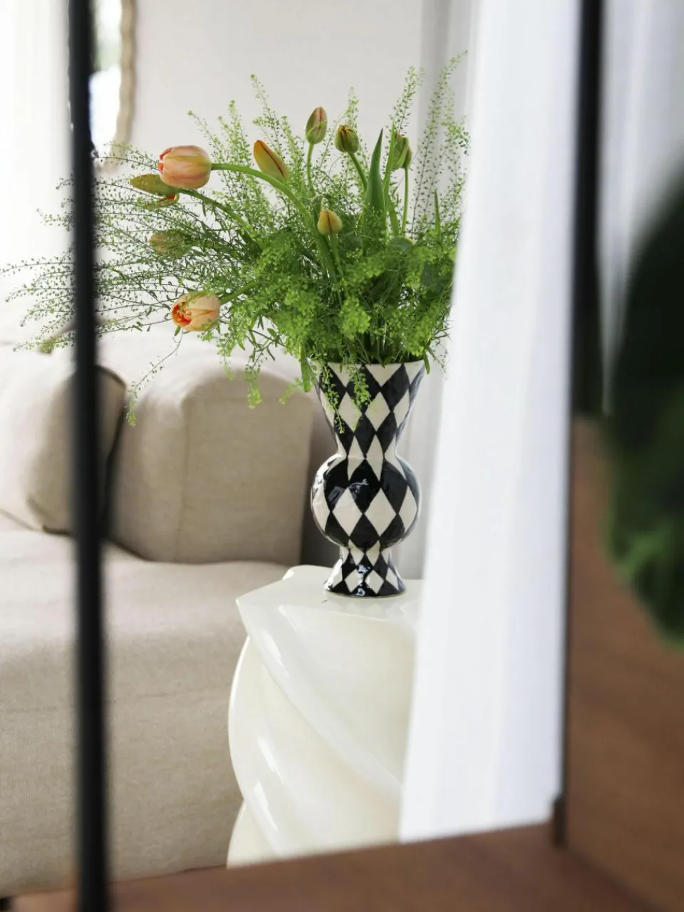 &k amsterdam Handbemalte Vase Rhombic, H 30 cm