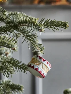 House Doctor Handbemalte Weihnachtsbaumanhänger Tambur, 4 Stück