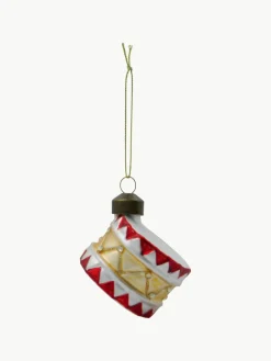 House Doctor Handbemalte Weihnachtsbaumanhänger Tambur, 4 Stück