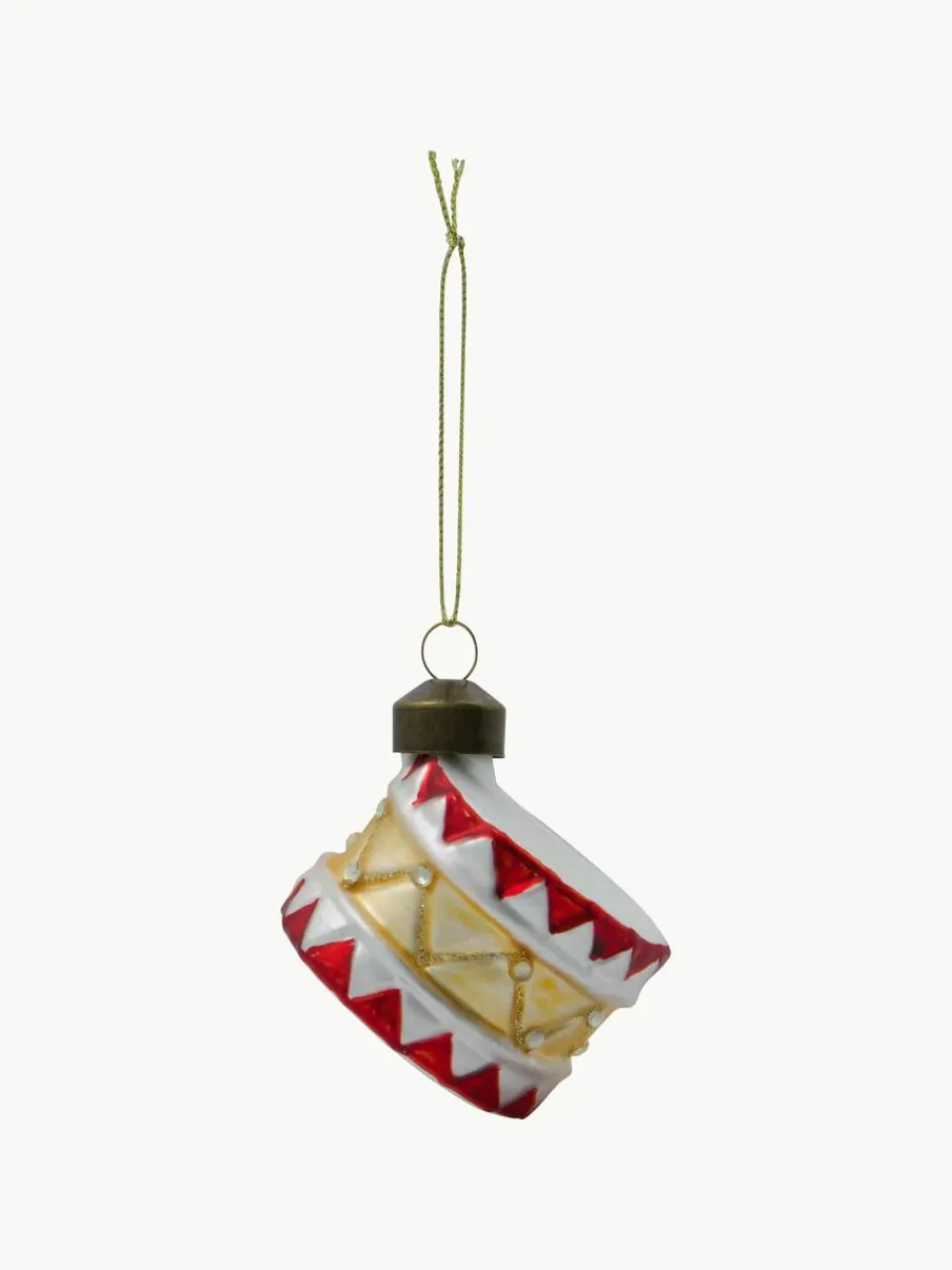 House Doctor Handbemalte Weihnachtsbaumanhänger Tambur, 4 Stück