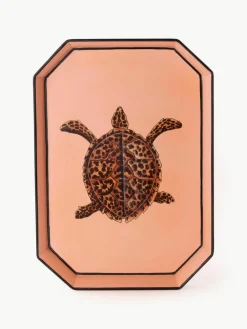 Les Ottomans Handbemaltes Dekotablett Fauna mit Schildkröten-Motiv