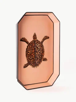 Les Ottomans Handbemaltes Dekotablett Fauna mit Schildkröten-Motiv
