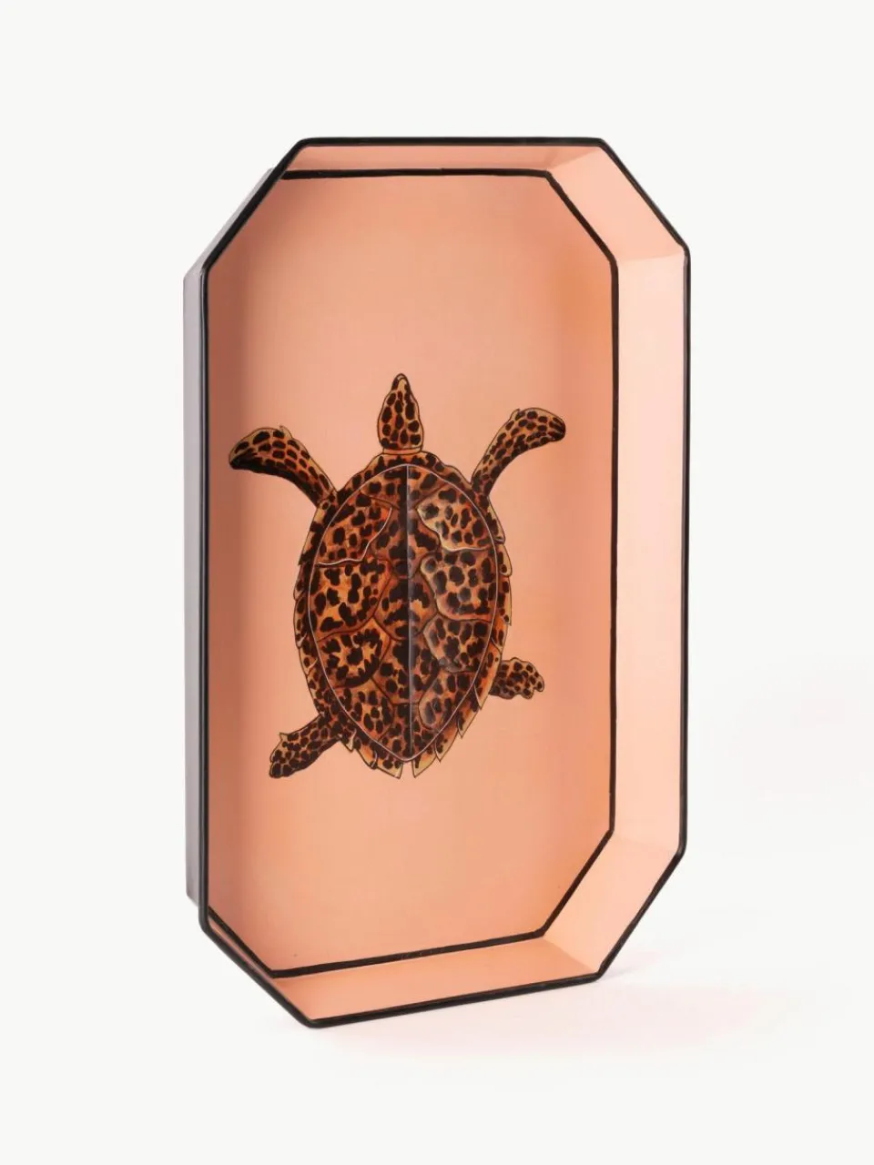 Les Ottomans Handbemaltes Dekotablett Fauna mit Schildkröten-Motiv