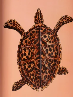 Les Ottomans Handbemaltes Dekotablett Fauna mit Schildkröten-Motiv
