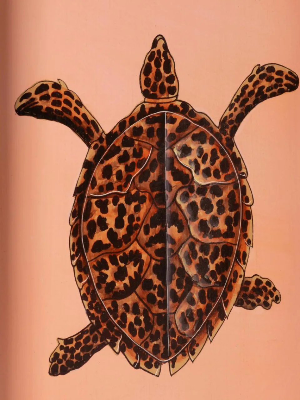 Les Ottomans Handbemaltes Dekotablett Fauna mit Schildkröten-Motiv