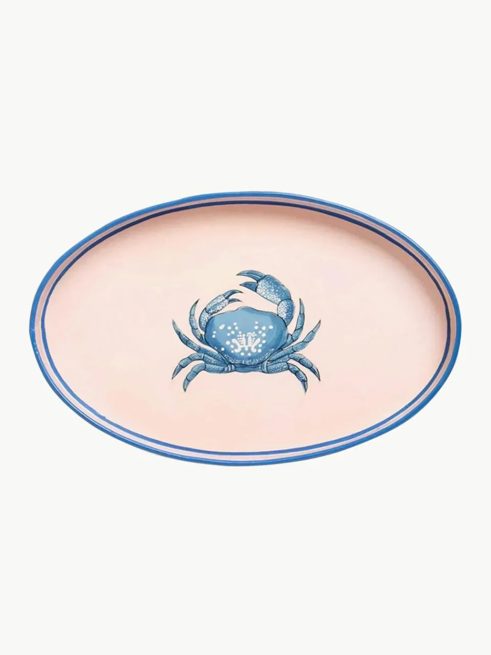 Les Ottomans Handbemaltes Deko-Tablett Fauna mit Krabben-Motiv