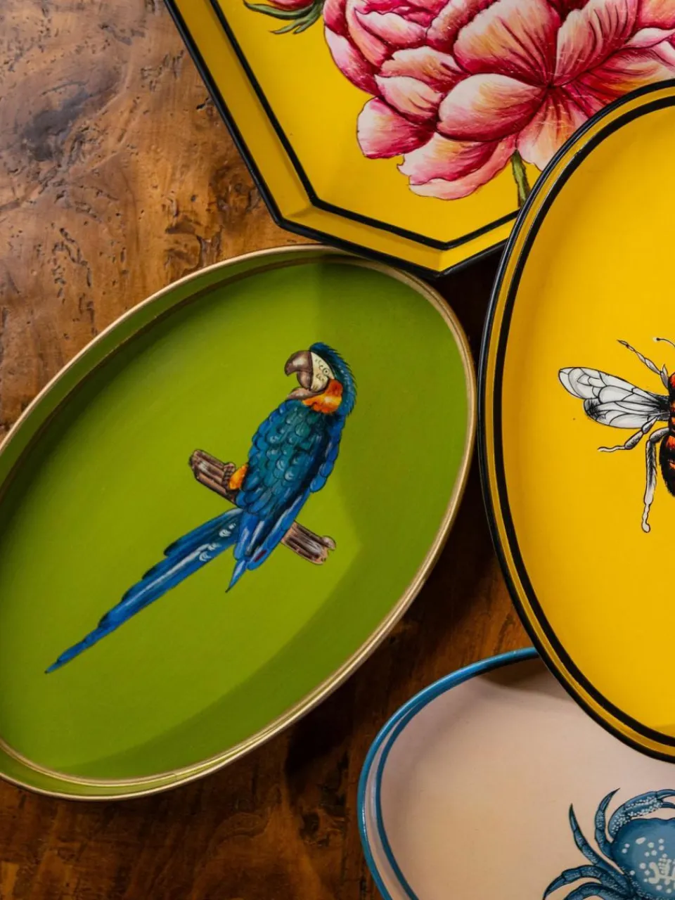 Les Ottomans Handbemaltes Dekotablett Fauna mit en-Motiv