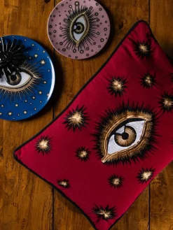 Les Ottomans Handbestickte Baumwoll-Kissenhülle Eye
