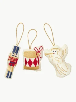 Cam Cam Copenhagen Handbestickte Stoff-Baumanhänger Nutcracker, 3er-Set