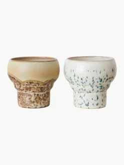 HKLIVING Handgefertigte Becher 70's aus Steinzeug, 2er-Set