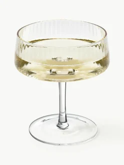 Westwing Collection Handgefertigte Champagnerschalen Cami mit Rillenstruktur, 4 Stück