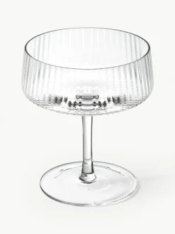 Westwing Collection Handgefertigte Champagnerschalen Cami mit Rillenstruktur, 4 Stück