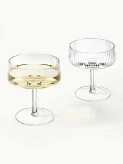 Westwing Collection Handgefertigte Champagnerschalen Cami mit Rillenstruktur, 4 Stück
