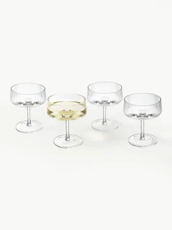 Westwing Collection Handgefertigte Champagnerschalen Cami mit Rillenstruktur, 4 Stück