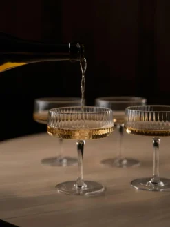 Westwing Collection Handgefertigte Champagnerschalen Cami mit Rillenstruktur, 4 Stück