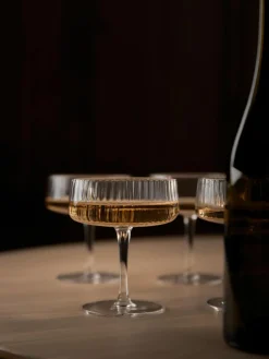 Westwing Collection Handgefertigte Champagnerschalen Cami mit Rillenstruktur, 4 Stück