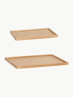 Hübsch Handgefertigte Deko-Tabletts Nature, 2er-Set
