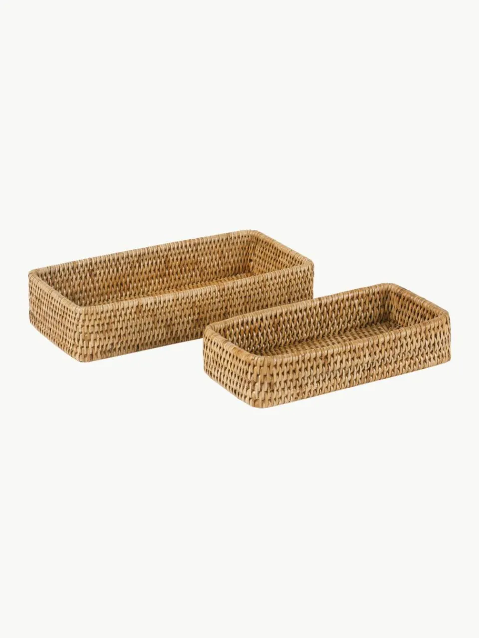 Andrea House Handgefertigte Deko-Tabletts Güle aus Rattan, 2er-Set