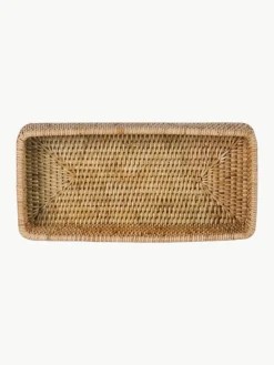 Andrea House Handgefertigte Deko-Tabletts Güle aus Rattan, 2er-Set