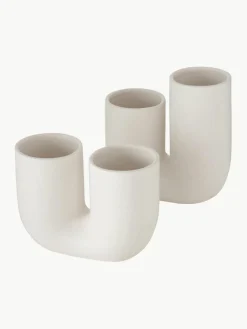 Westwing Handgefertigte Design-Vasen Filicio aus Steingut, 2er-Set