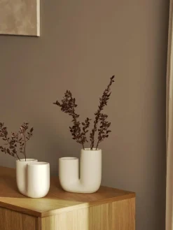 Westwing Handgefertigte Design-Vasen Filicio aus Steingut, 2er-Set