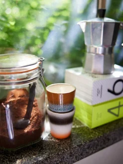 HKLIVING Handgefertigte Espressotassen 70's aus Steinzeug, 4er-Set