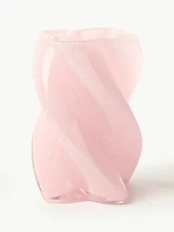 &k amsterdam Handgefertigte Glas-Vase Marshmallow, H 20 cm