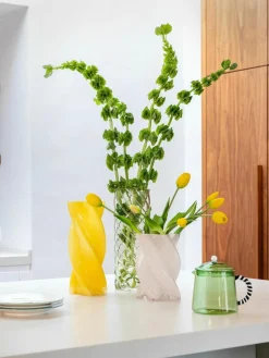 &k amsterdam Handgefertigte Glas-Vase Marshmallow, H 20 cm