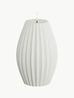 Deluxe Homeart Handgefertigte LED-Kerze Round Stripe, H 15 cm