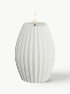 Deluxe Homeart Handgefertigte LED-Kerze Round Stripe, H 10 cm