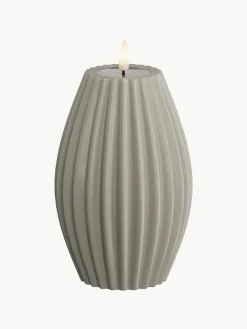 Deluxe Homeart Handgefertigte LED-Kerze Round Stripe, H 15 cm