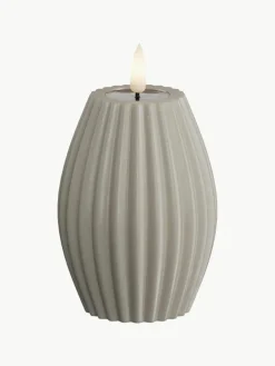 Deluxe Homeart Handgefertigte LED-Kerze Round Stripe, H 10 cm