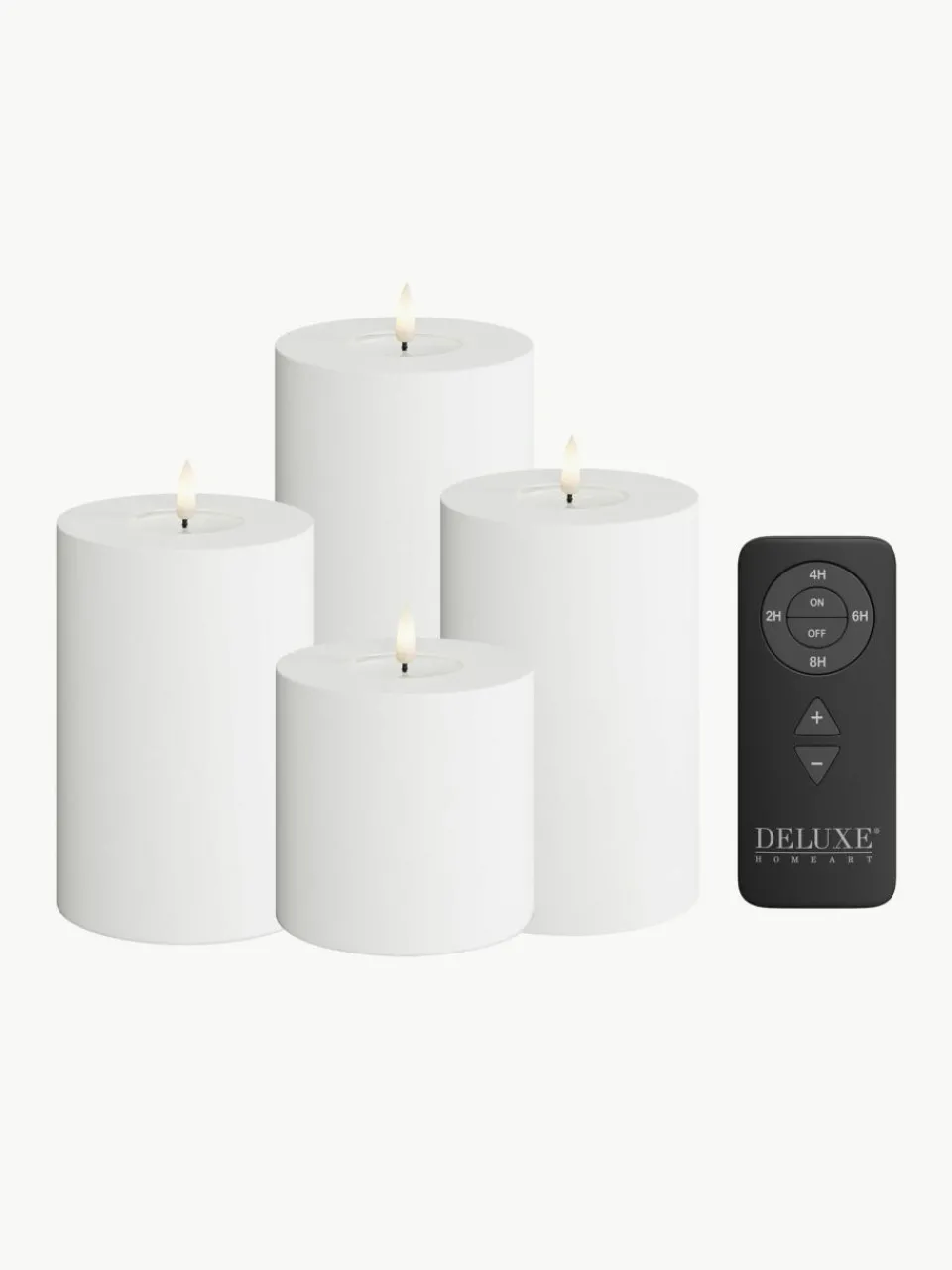 Deluxe Homeart Handgefertigte LED-Kerzen Real Flame mit Fernbedienung, 5er-Set