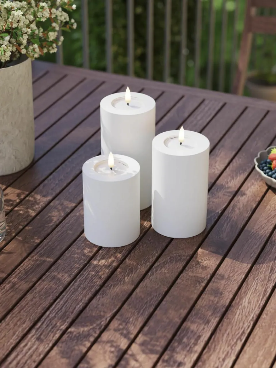Deluxe Homeart Handgefertigte LED-Kerzen Real Flame mit Fernbedienung, 5er-Set