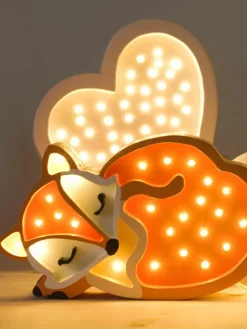 Kinder Little Lights Handgefertigte LED-Kinderzimmerlampe Fox mit Timerfunktion und Fernbedienung, dimmbar