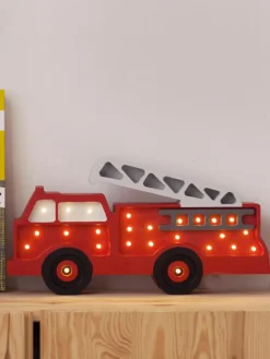Kinder Little Lights Handgefertigte LED-Kinderzimmerlampe Fire Truck mit Timerfunktion und Fernbedienung, dimmbar
