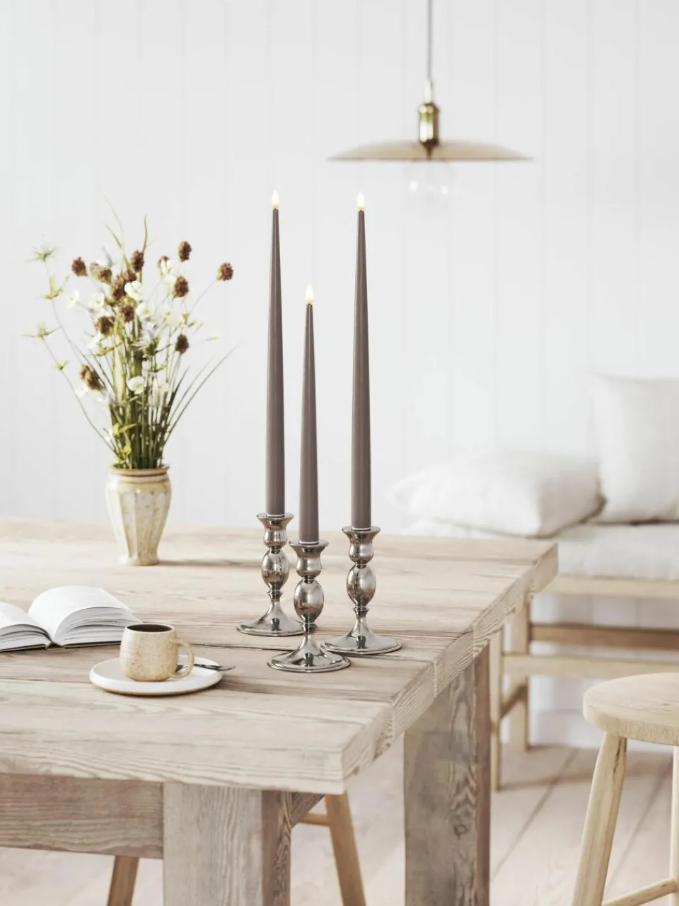 Deluxe Homeart Handgefertigte LED-Stabkerzen Real Flame, H 38 cm, 2 Stück