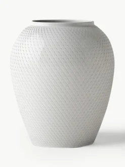 Lyngby Porcelaen Handgefertigte Porzellan-Vase Rhombe, H 17 cm