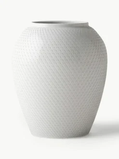 Lyngby Porcelaen Handgefertigte Porzellan-Vase Rhombe, H 25 cm